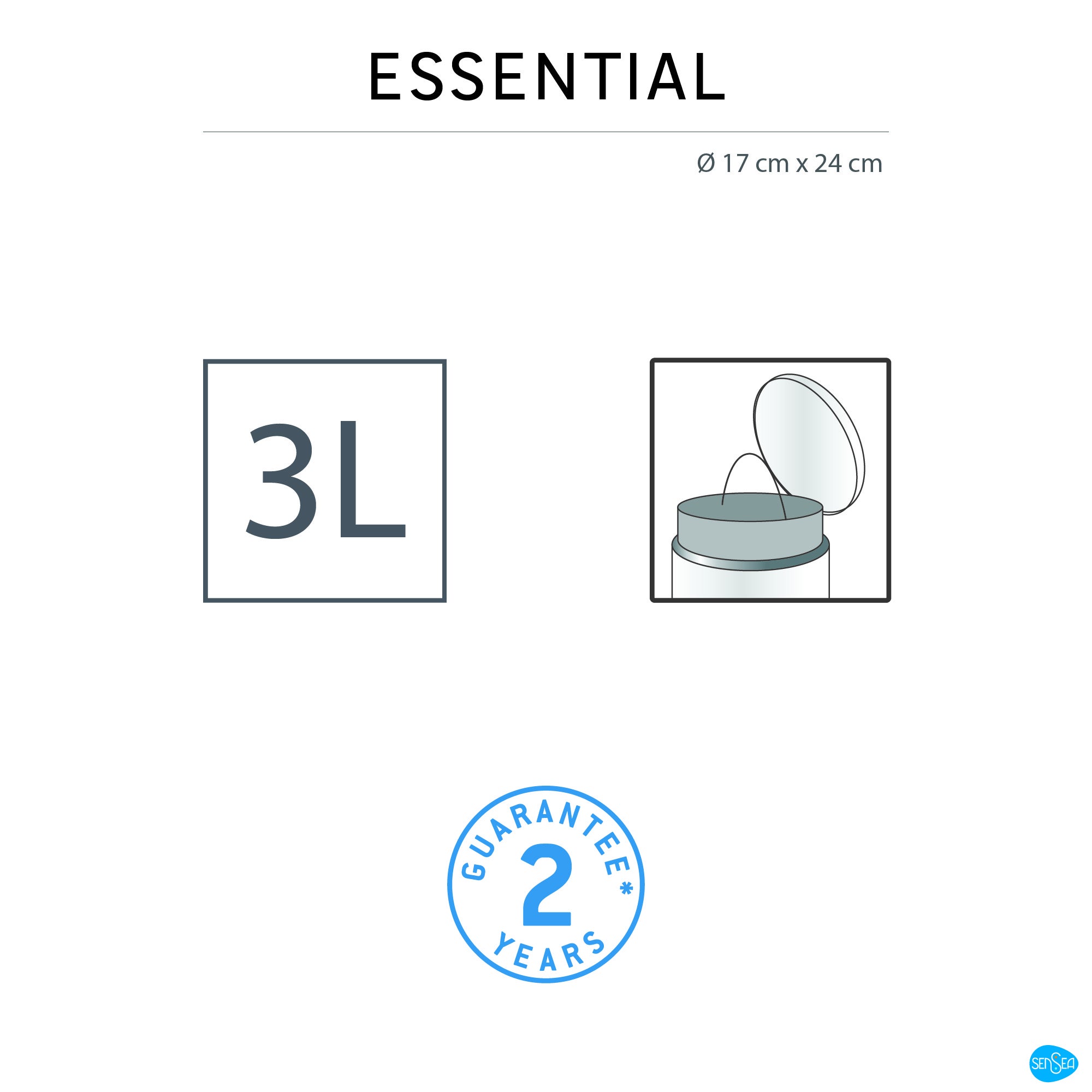 Łazienkowy kosz na śmieci ESSENTIAL 3L SENSEA - 10