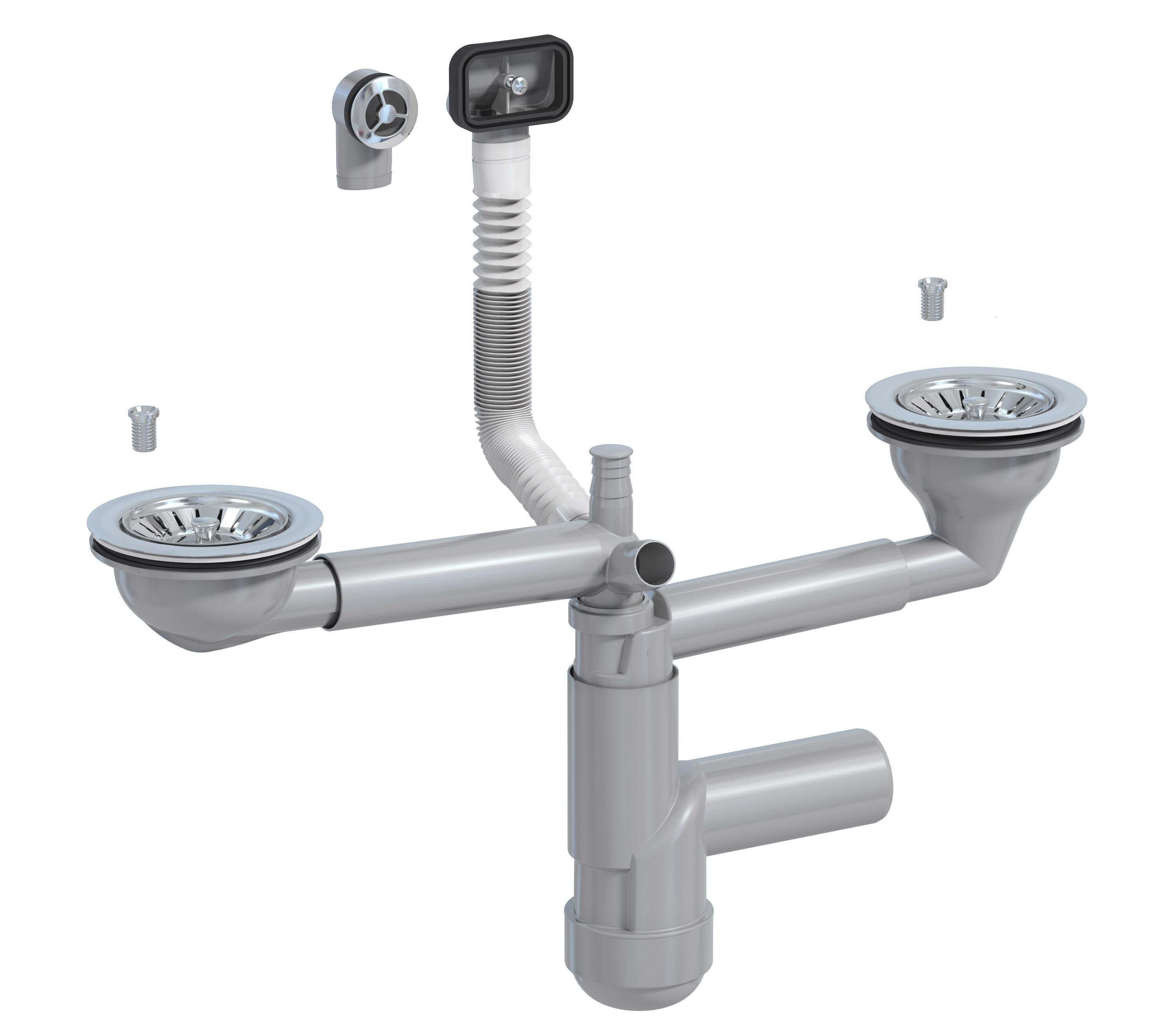 Syfon zlewozmywakowy Flexloc 1,5- i 2-komorowy 90 mm - 2