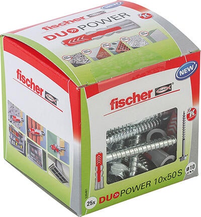 Kołek Duopower 10x50 mm (25 szt.) z wkrętem 7.0x69 mm (25 szt.)
