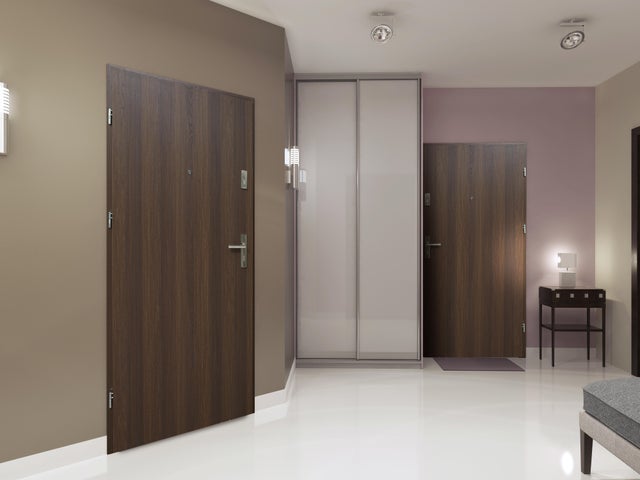 Drzwi wejściowe wewnątrzlokalowe Dioryt 90 cm lewe orzech premium