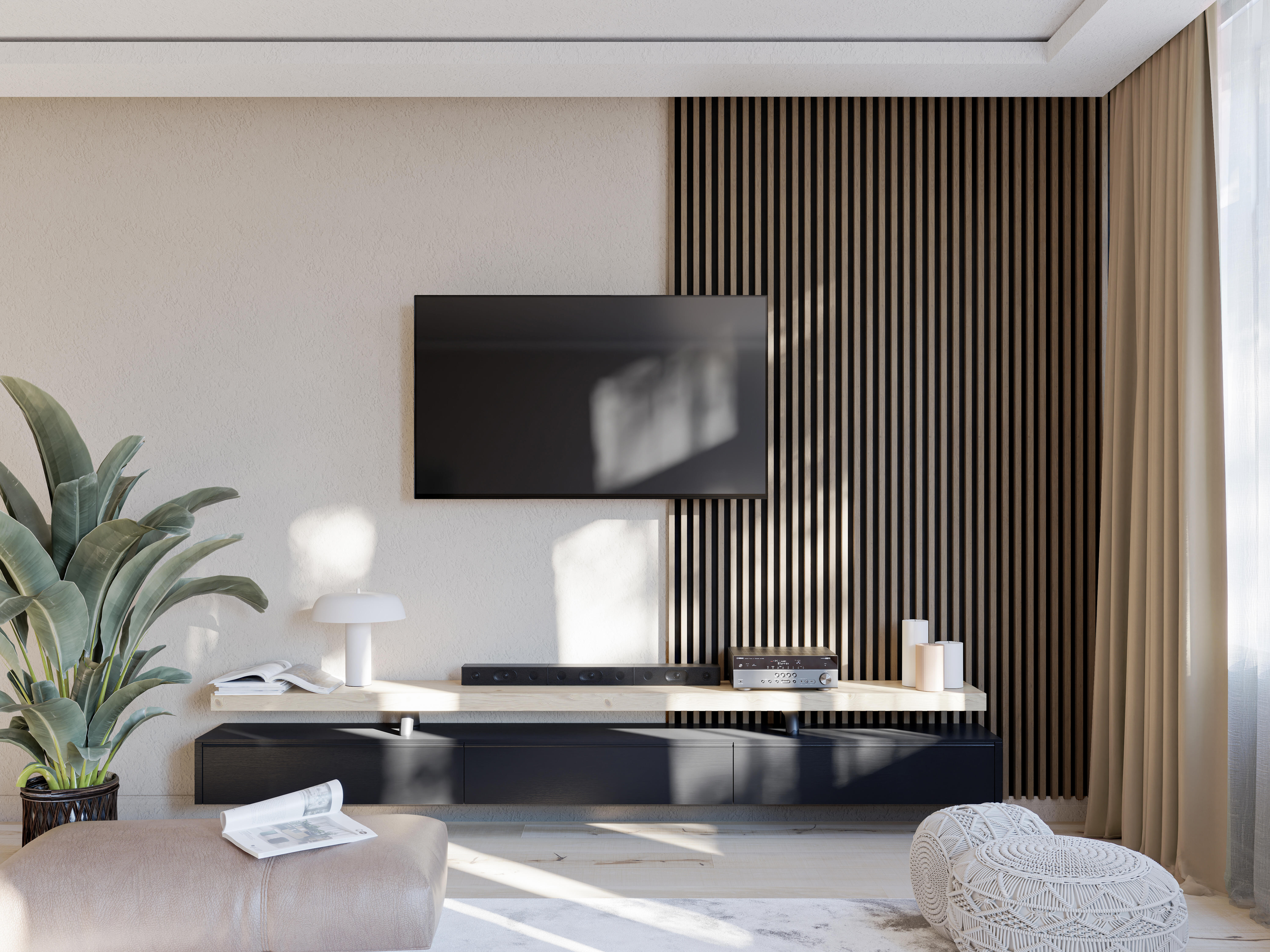 Panel lamelowy na podkładzie HDF WOODLINE 2700×177 dąb saragossa, tło czarne - 2