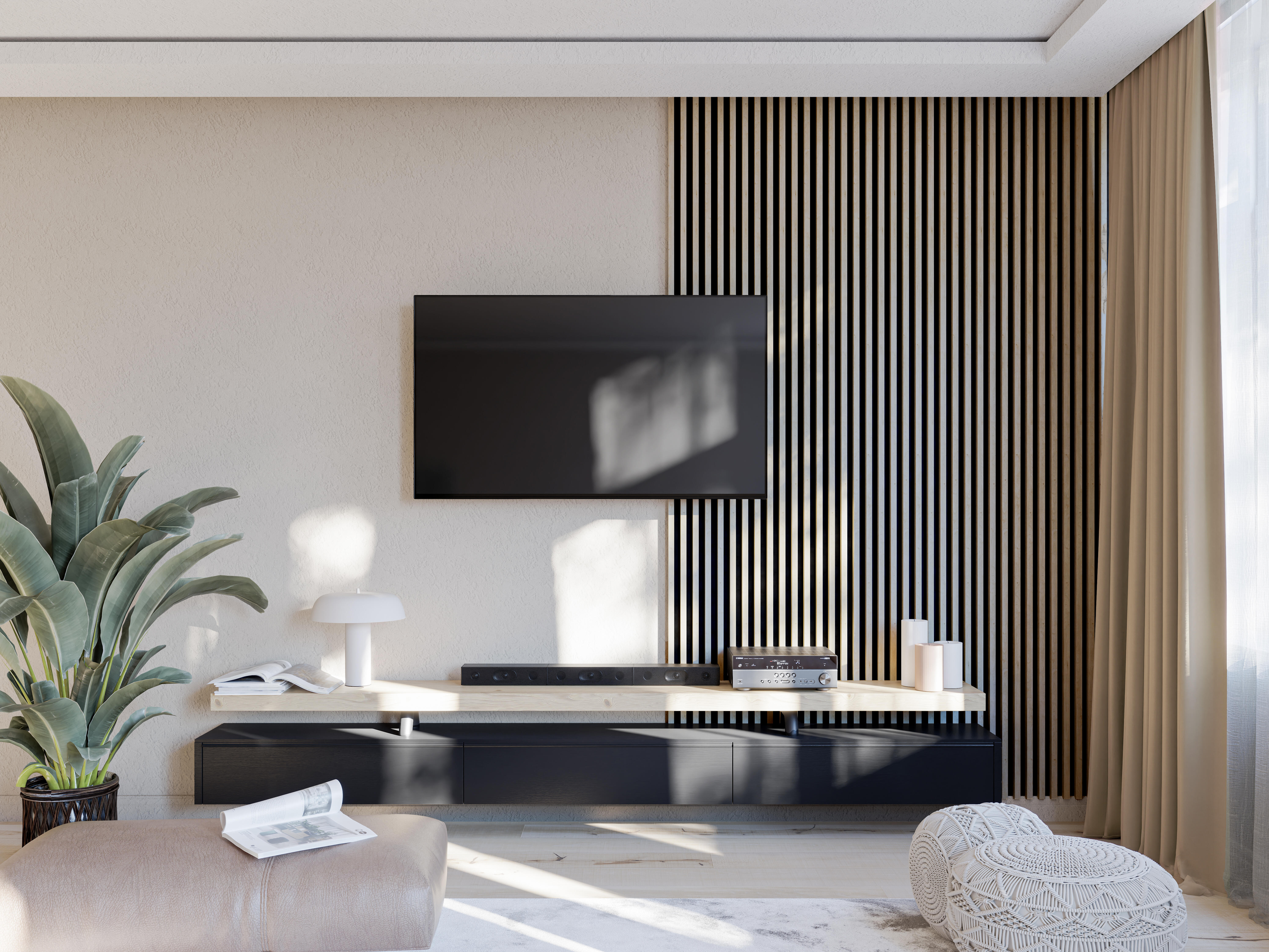 Panel lamelowy na podkładzie HDF WOODLINE 2700×177 dąb jackson hickory, tło czarne - 2