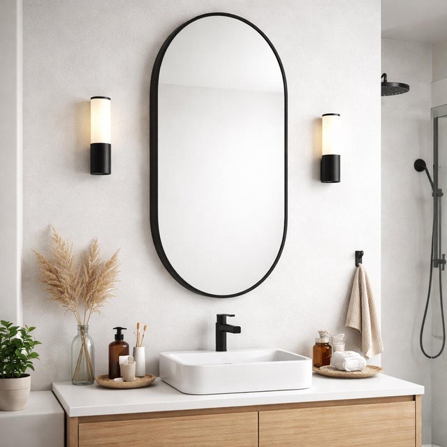 Lustro owalne Slim 90 x 50 cm z ramą czarną