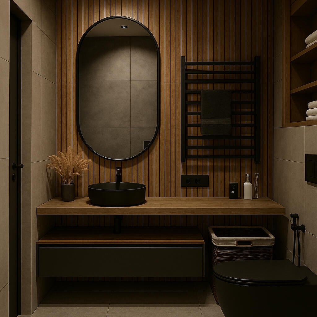 Lustro owalne Slim 90 x 50 cm z ramą czarną - 2