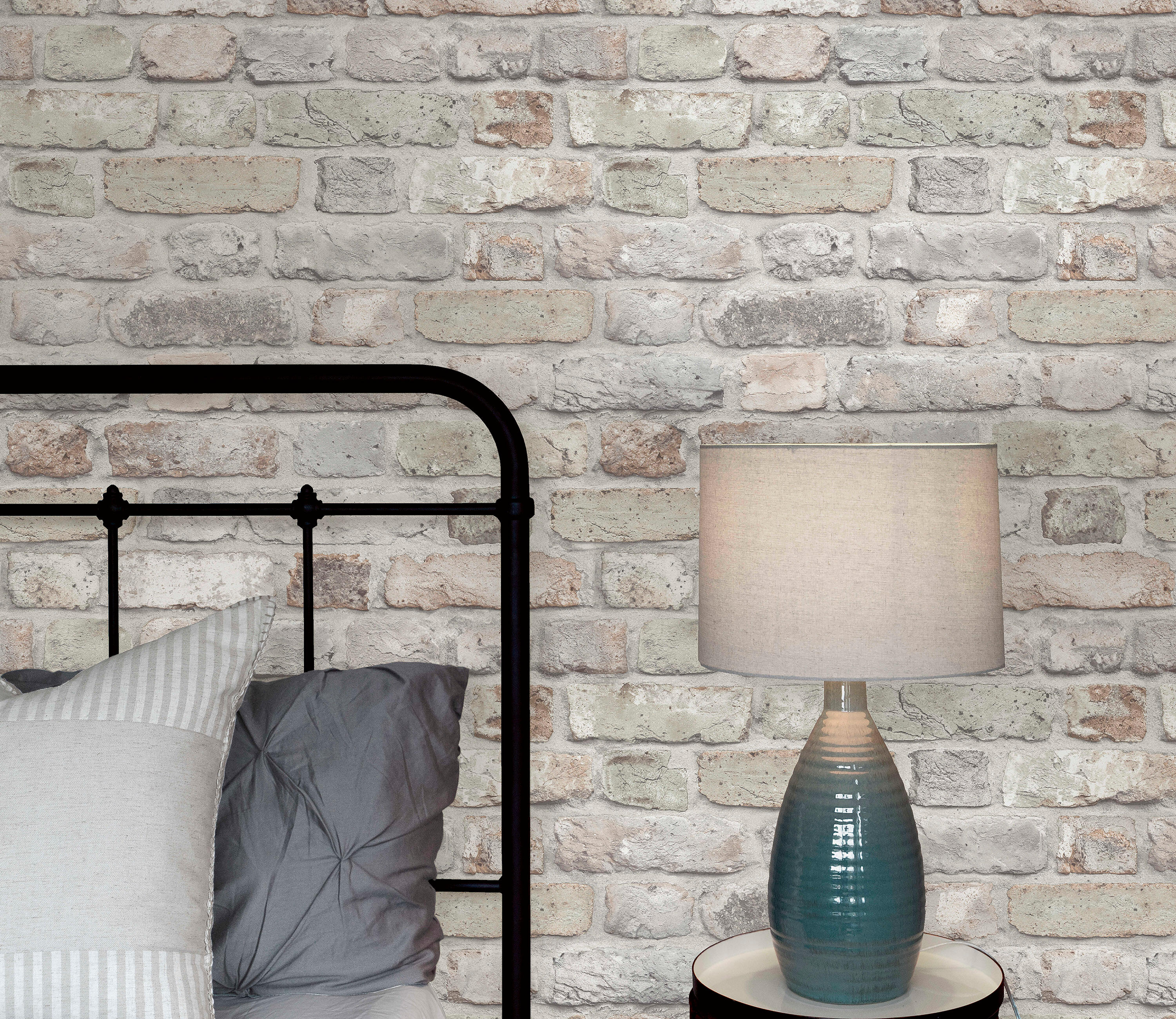 Tapeta winylowa na fizelinie rustic brick - szara cegła - 2