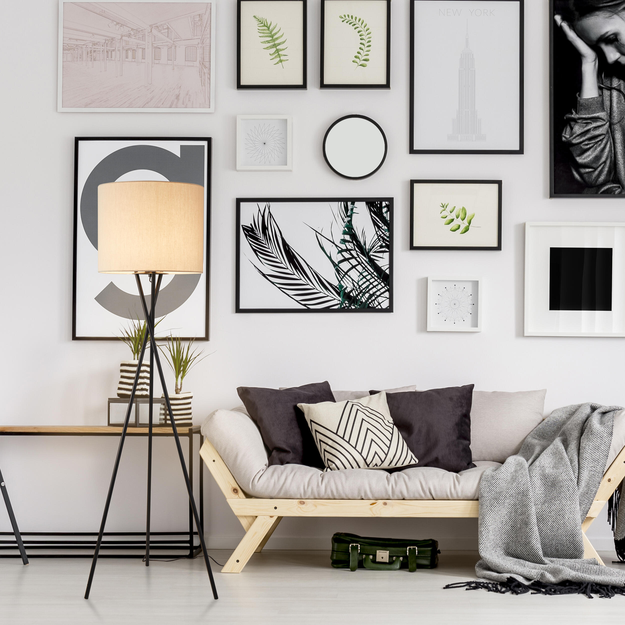 Lampa podłogowa Tekla, len naturalny - 2