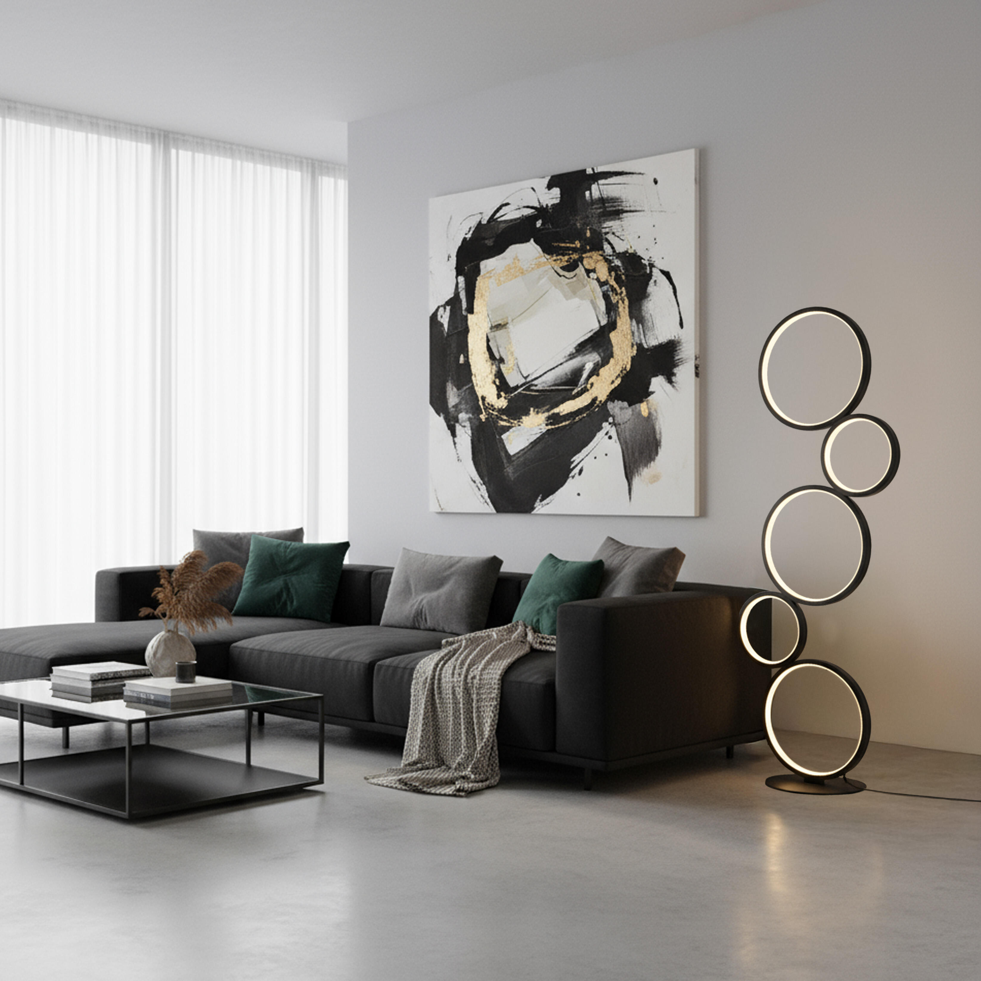 Lampa podłogowa LED Flamenco, czarna - 3