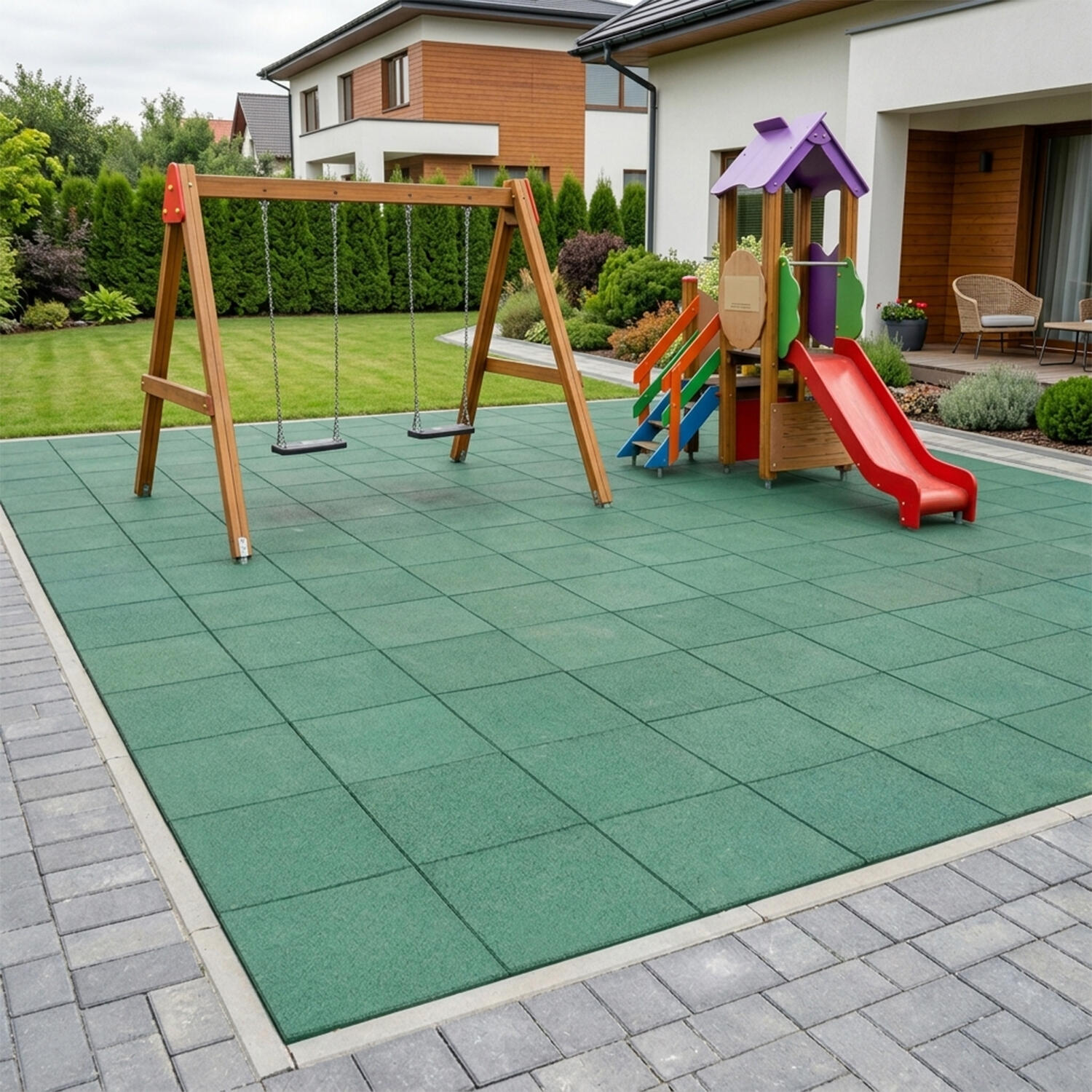 Nawierzchnia gumowa zielona 50x50x2 cm - 2