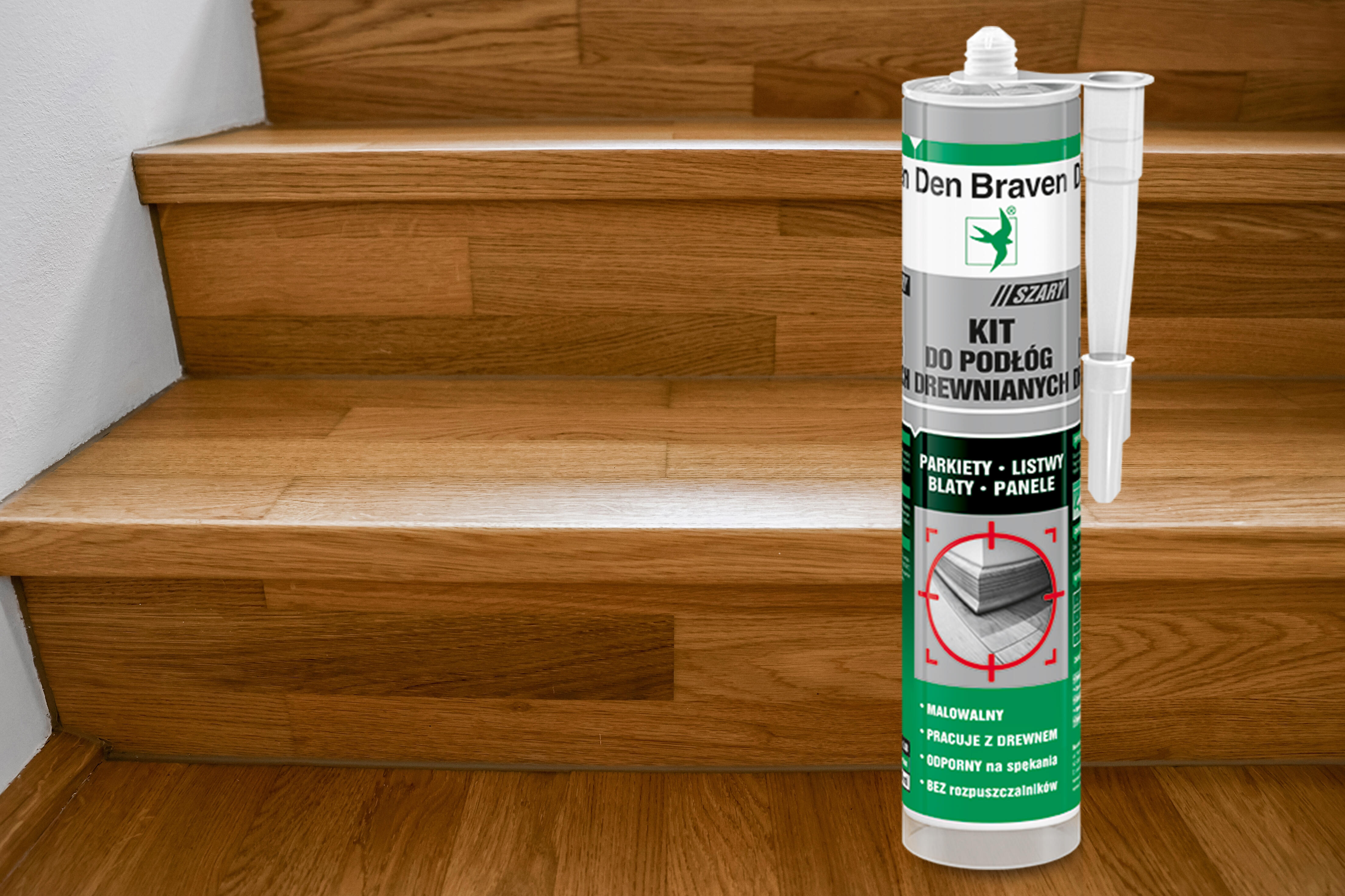 Kit do podłóg drewnianych Den Braven szary 280ml - 2