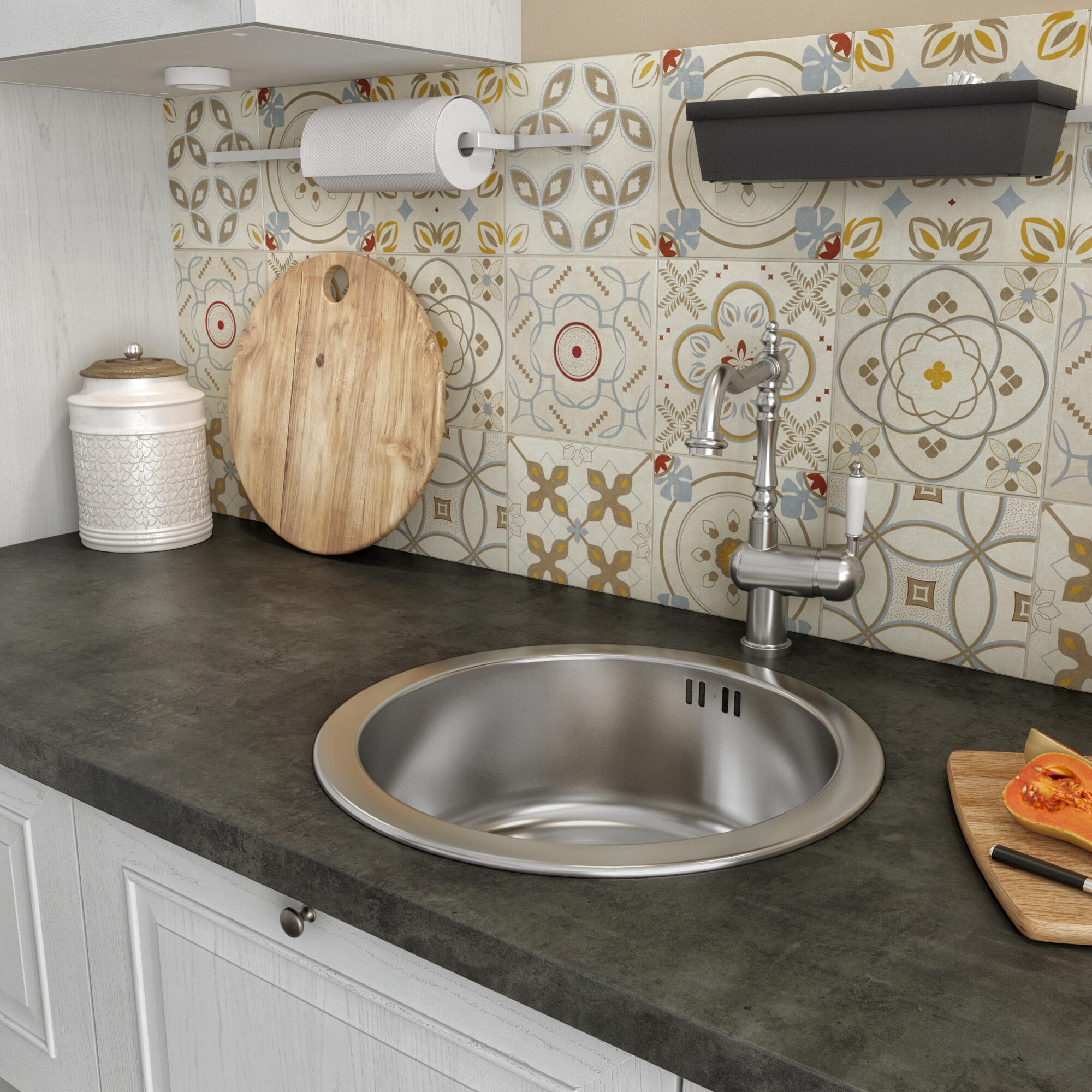 Lavello sopratop 1 vasca in inox grigio DELINIA Iseo L 45 x L 45 cm - 3