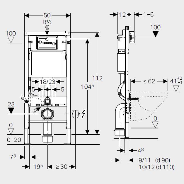 Stelaż WC podtynkowy Geberit Unifix Delta 51 przycisk chrom - 2