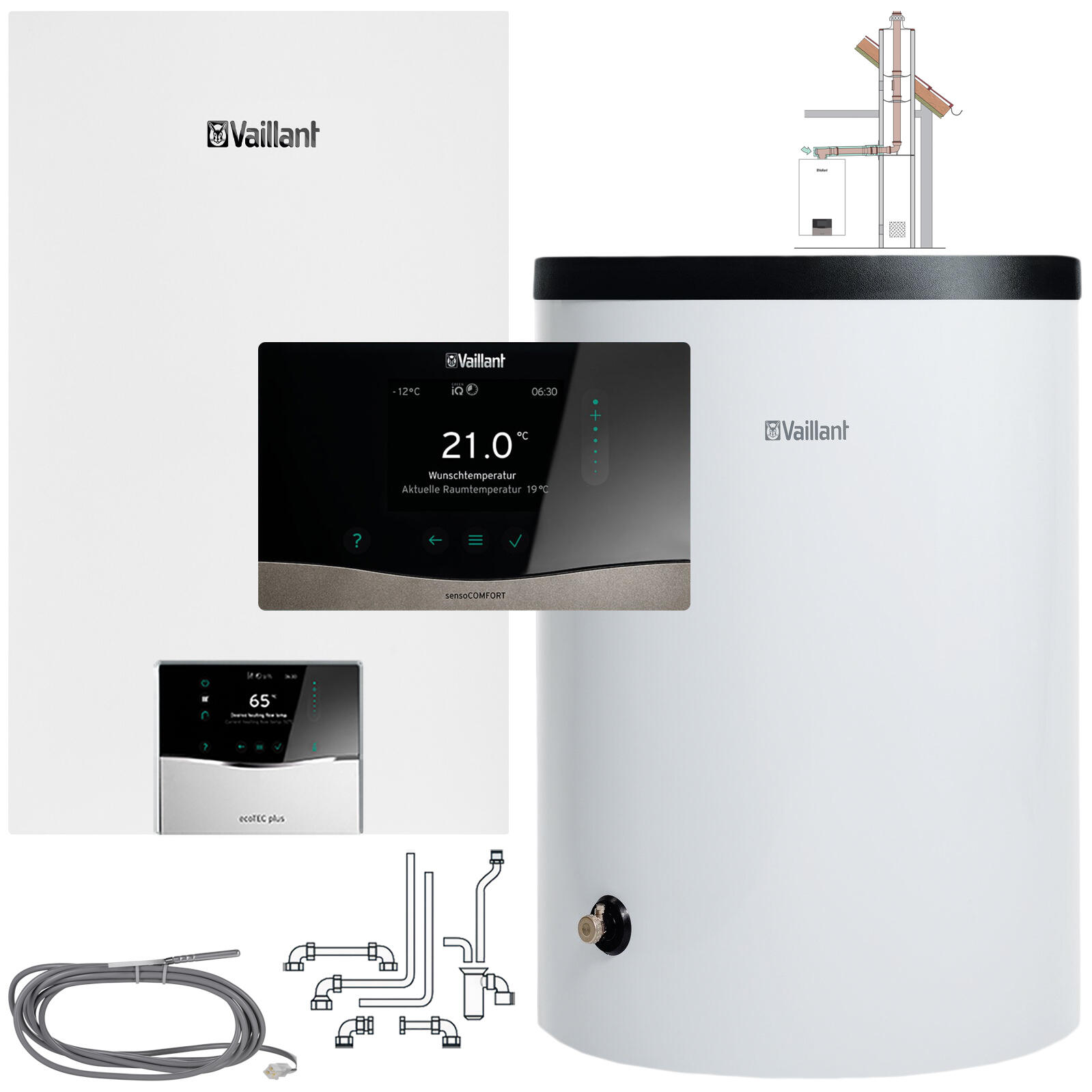 Zestaw Vaillant VC 20CS/1-5 VIH R 120/6B VCR 720 z zestawem do szachtu, 1-funkcyjny, zasobnik 120 l (10043619) - 3
