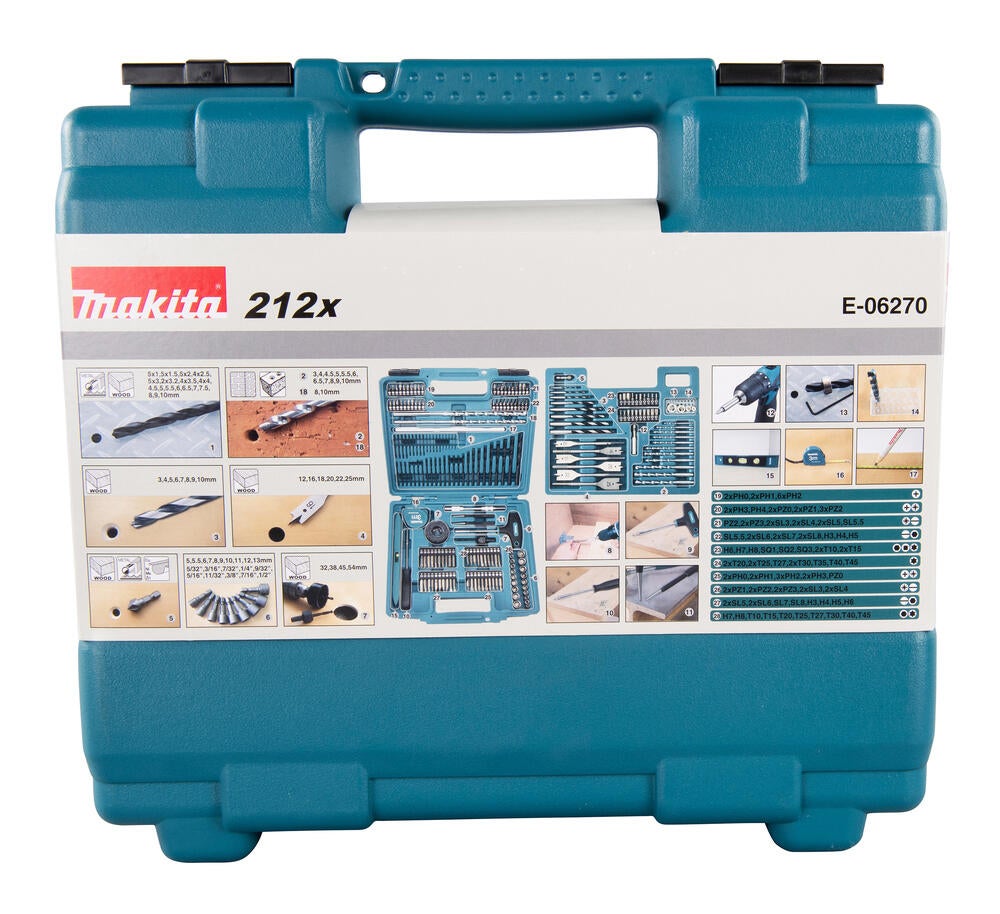 Zestaw wierteł i końcówek wkrętakowych E-06270 Makita, 212 szt. - 2