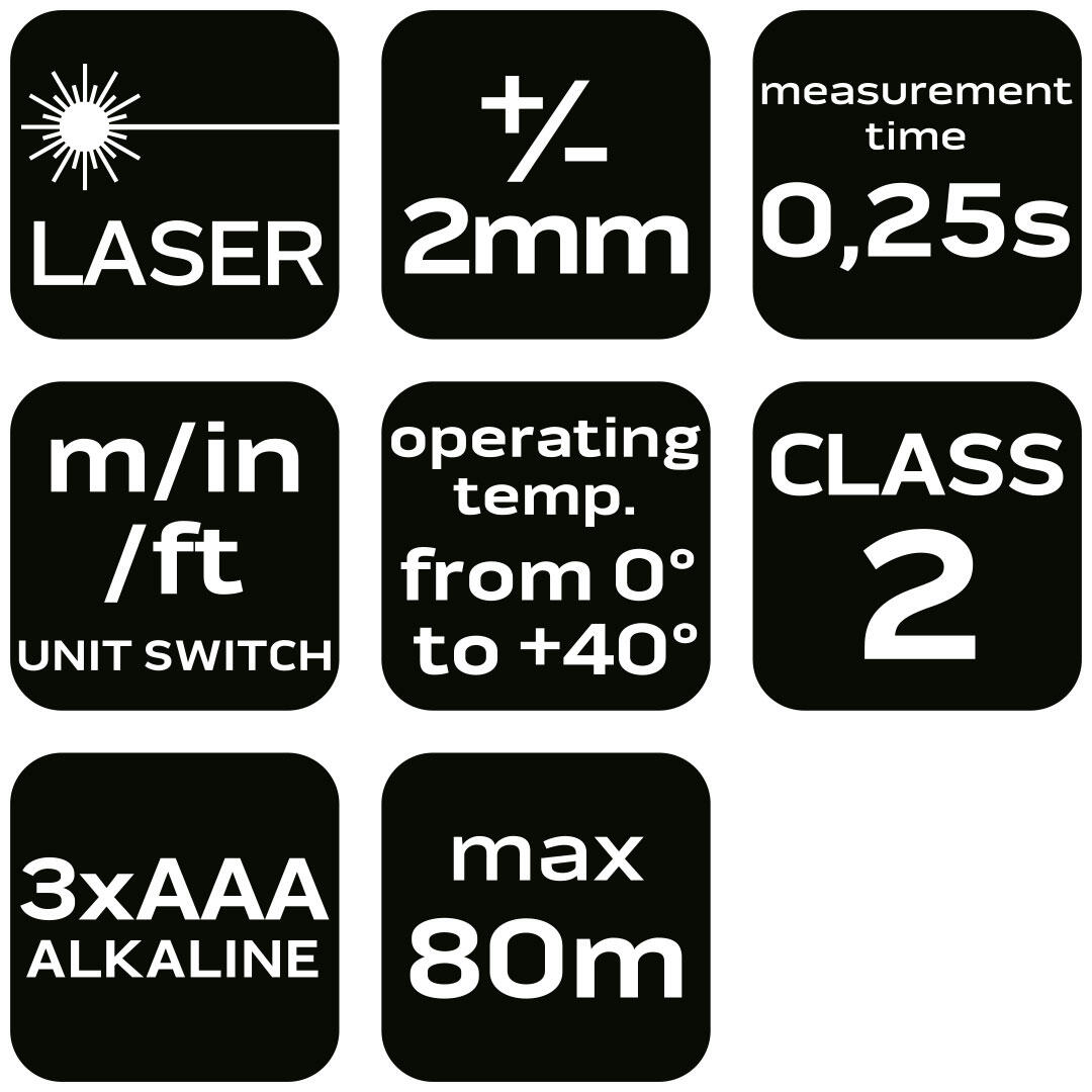 Dalmierz laserowy IP54 NEO 75-208, zasięg 80 m - 3