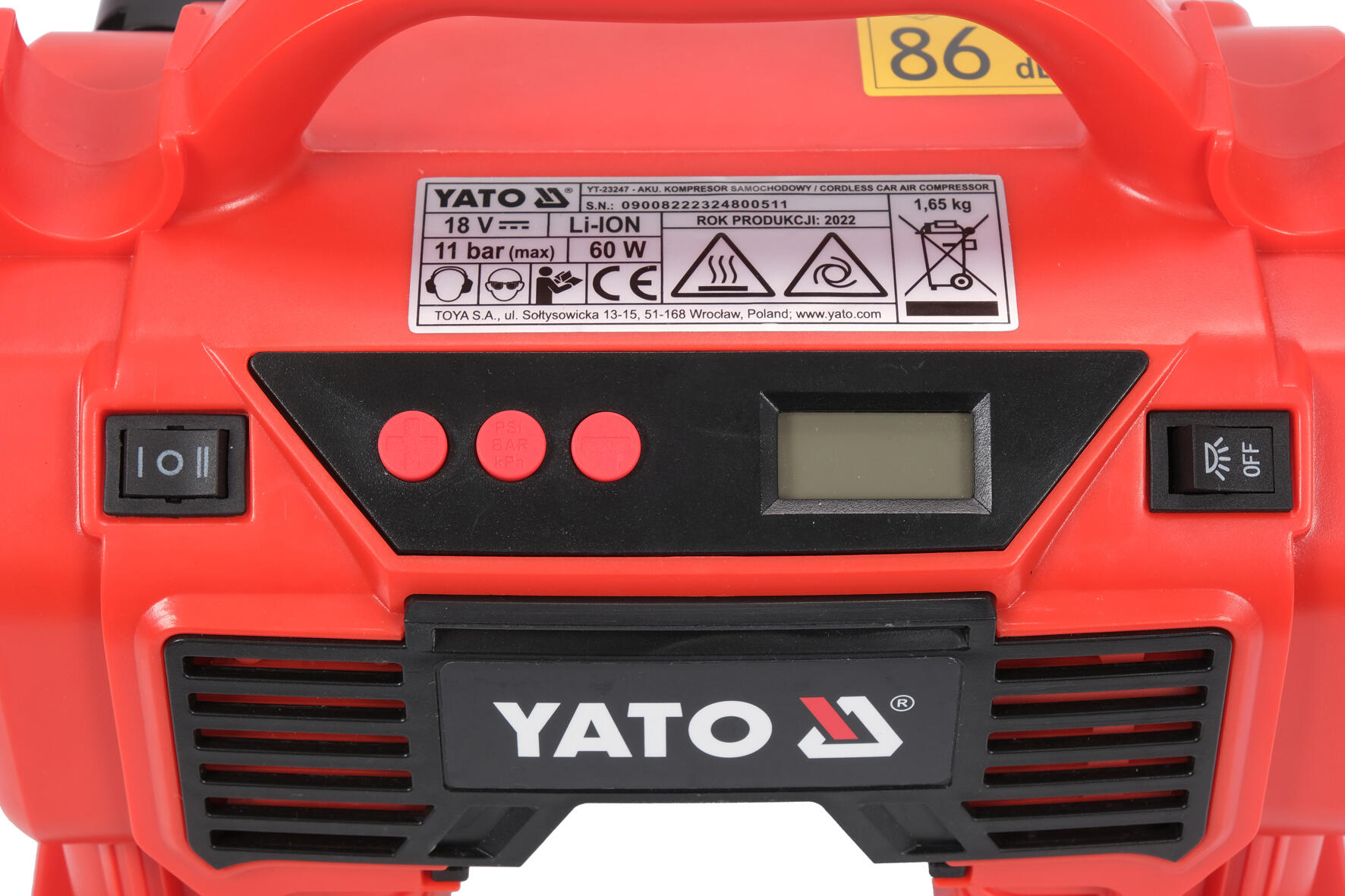 Kompresor akumulatorowy 18 V + 12 V, 11 BAR, YATO YT-23248 - 3