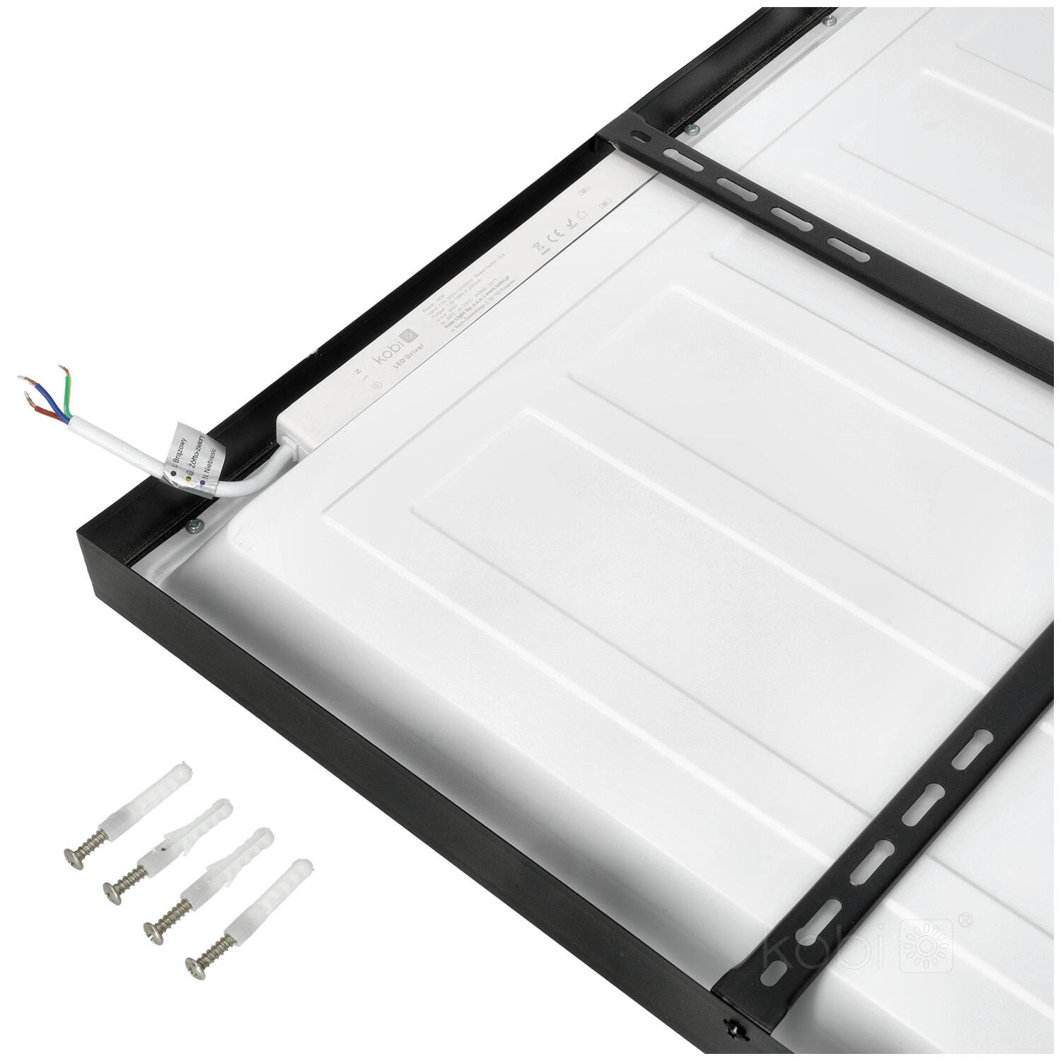 Panel LED natynkowy 60x60 cm 36 W 3960 lm 4000K IP20, czarny - 4