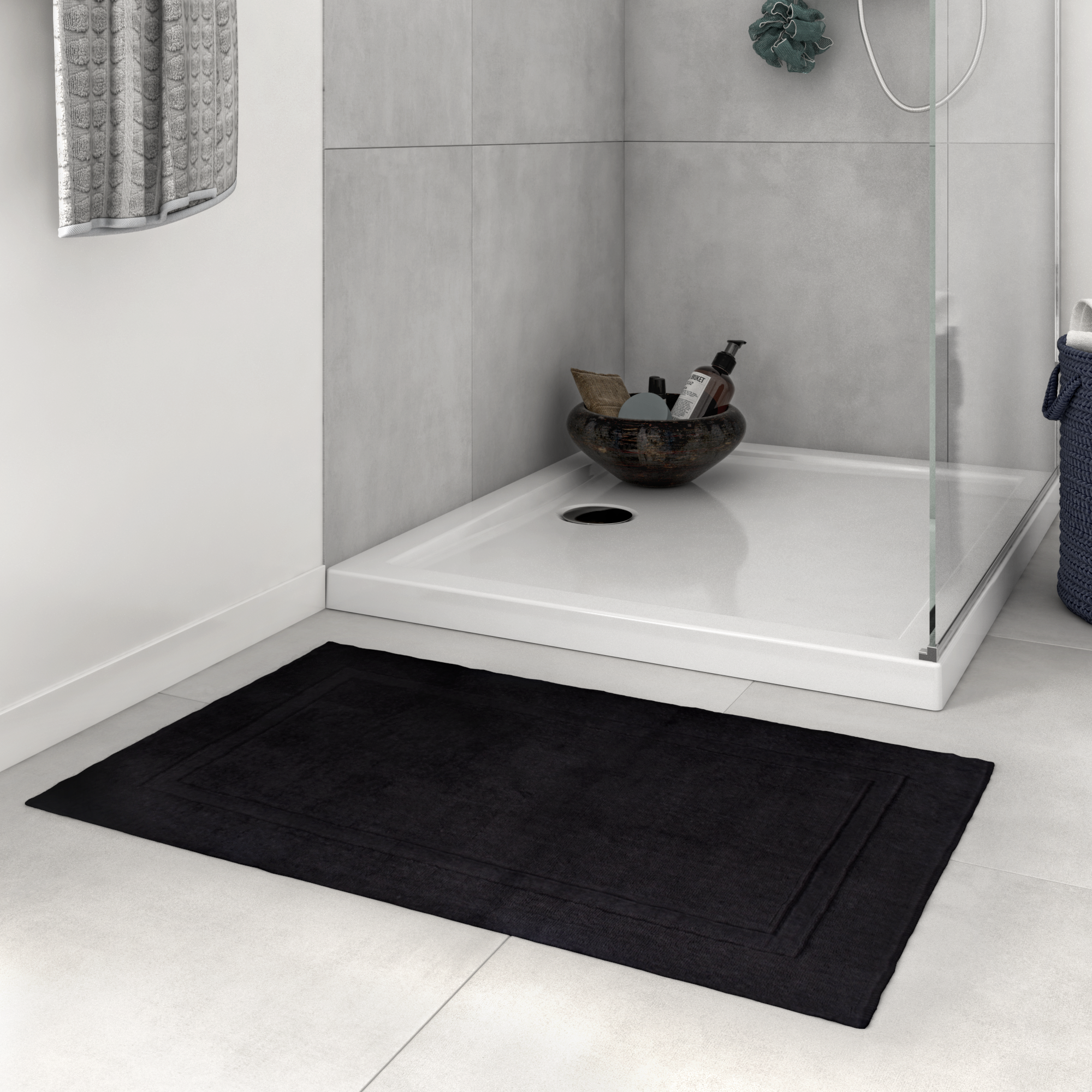 Alfombra de baño rectangular Terry 50x80 cm negro - 7