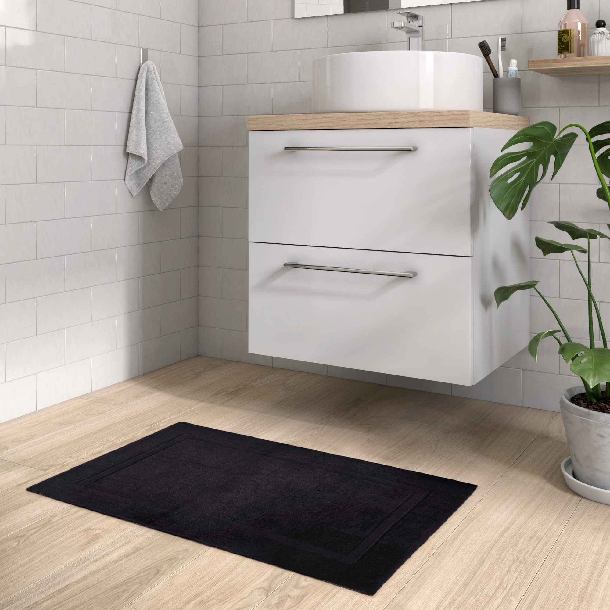 Alfombra de baño rectangular Terry 50x80 cm negro - 8