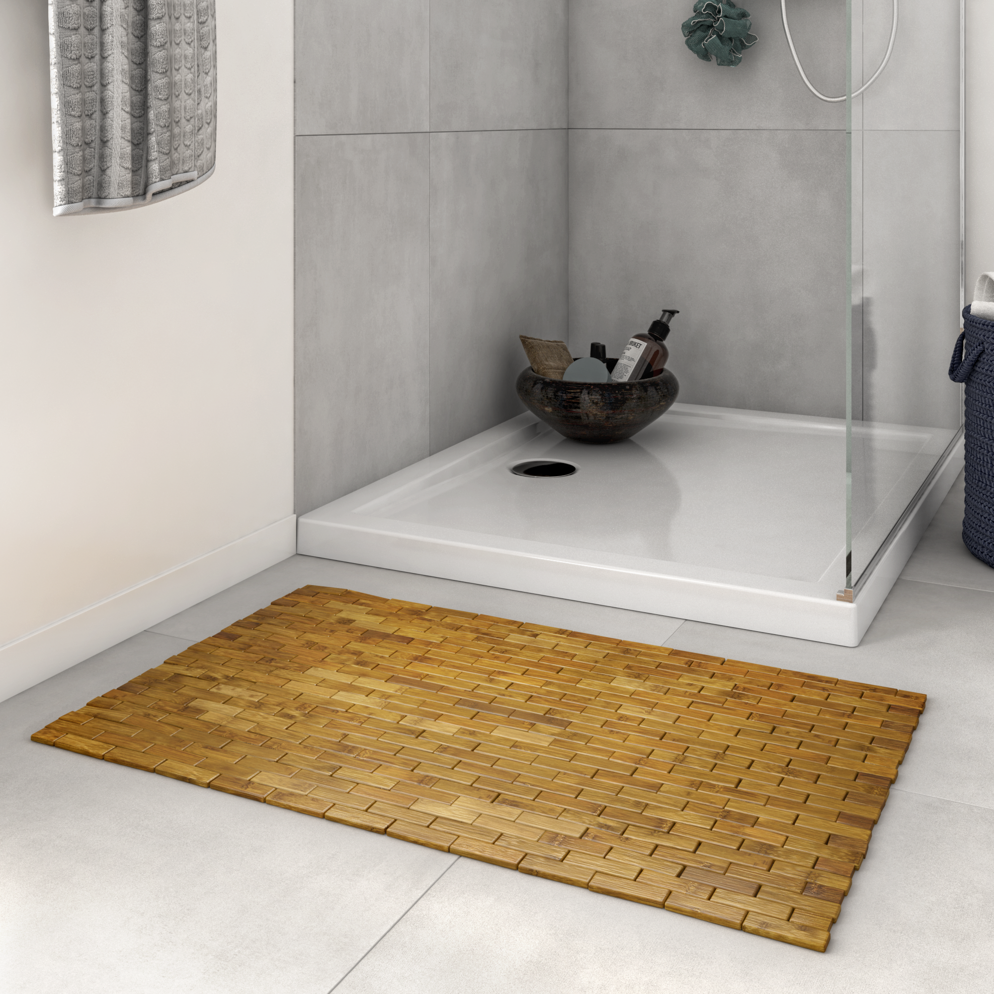 Tapis de bain l.50 x L.80 cm marron Domino SENSEA - 2