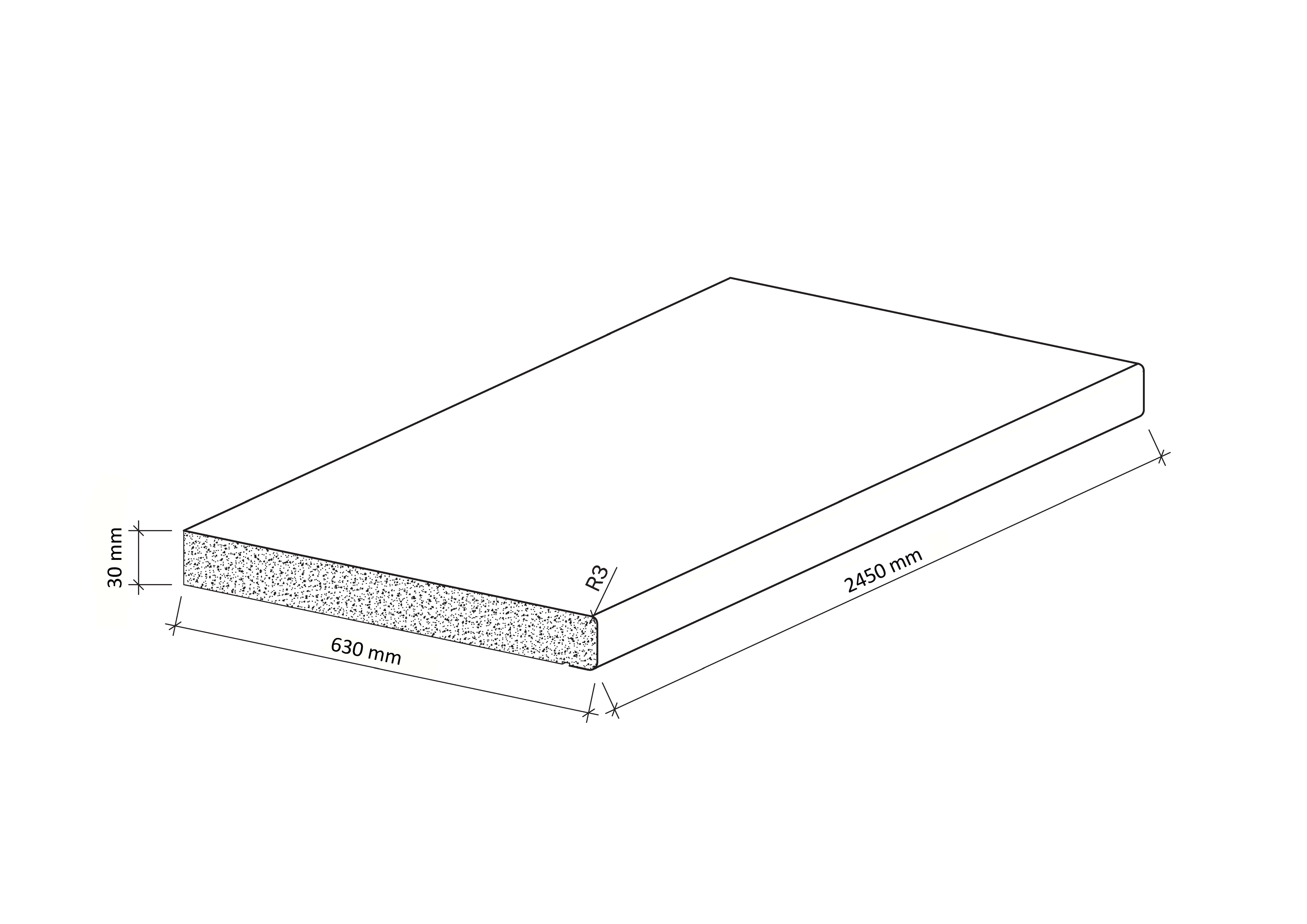 Encimera de cocina laminada Sevilla nogal entablillado mate 245x63 cm espesor 30mm - 3
