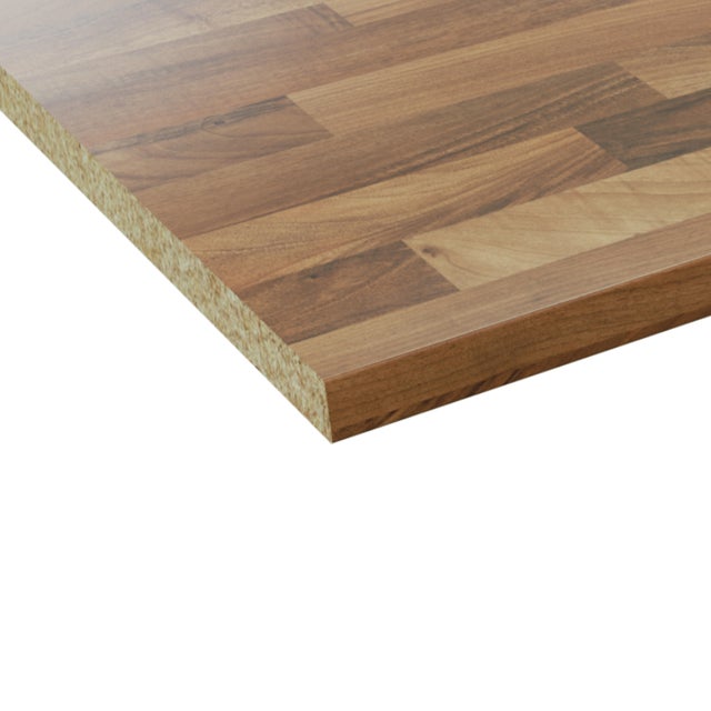 Encimera de cocina laminada Sevilla nogal entablillado mate 360x63 cm espesor 30mm