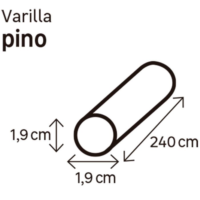 Varilla de pino cepillado de 19mm de diámetro x 2.4M largo - 2