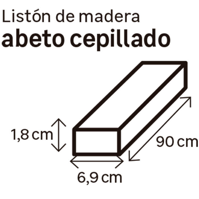 Listón de abeto cepillado 18x69mm x 0.9M (ancho x espesor x largo) - 2