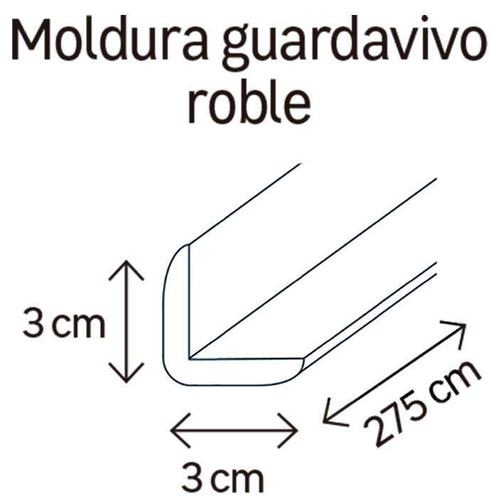 Guardavivo MDF roble barniz adhesivo 30x30 mm x 2,75 m (ancho x grueso x largo) - 2