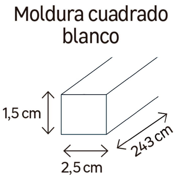 Liston de MDF melamina blanca 25x15 mm x 2,43 m (ancho x grueso x largo) - 2