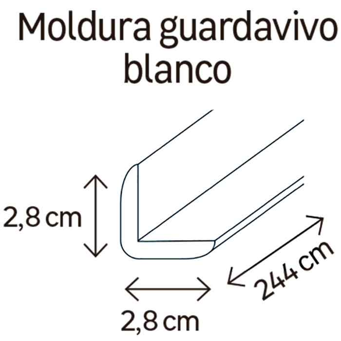 Guardavivo de pvc blanco adhesivo 28x28 mm x 2,44 m (ancho x grueso x largo) - 2