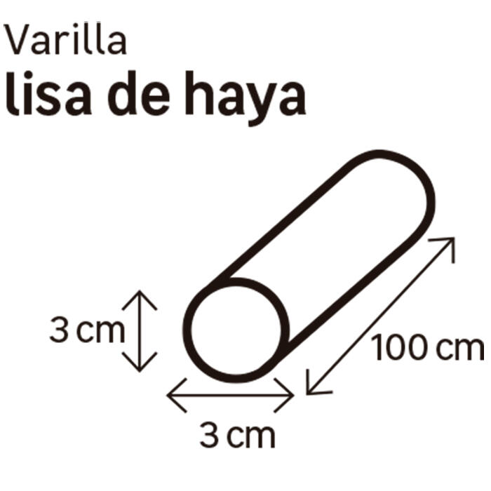 Varilla de haya lisa de 30mm de diametro y 1m de largo - 2