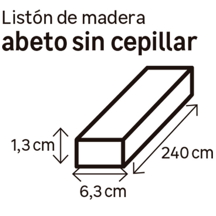 Listón de abeto sin cepillar 13x63mm x 2.4M (ancho x espesor x largo) - 6