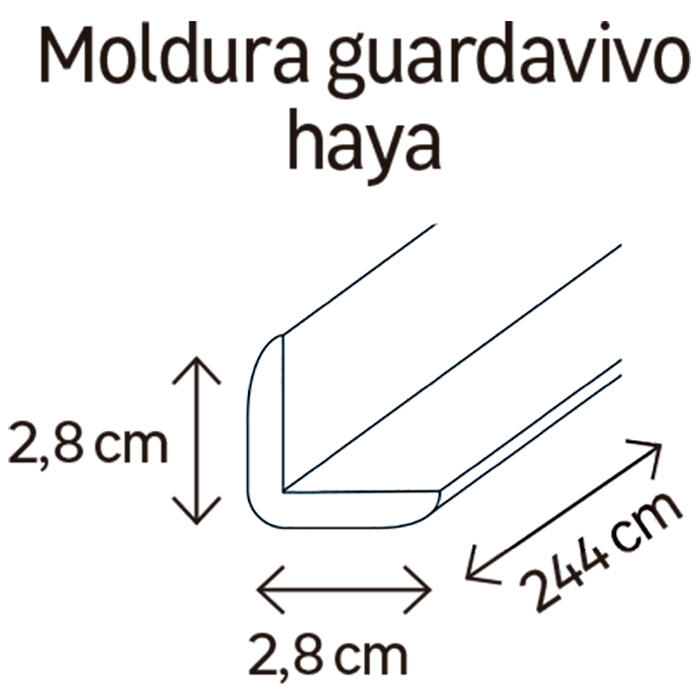 Guardavivo de pvc haya adhesivo 28x28 mm x 2,44 m (ancho x grueso x largo) - 2