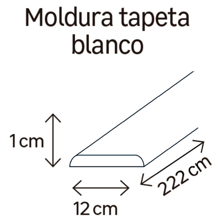Tapeta de mdf lacada blanca 120x10 mm x 2,20 m (ancho x grueso x largo) - 2