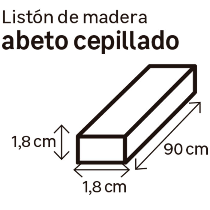 Listón de abeto cepillado 18x18mm x 0.9M (ancho x espesor x largo) - 2