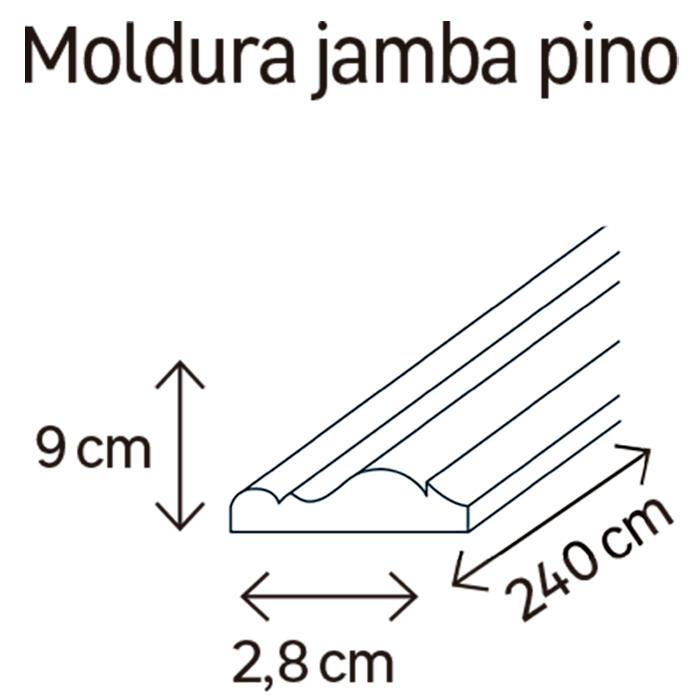 Jamba clasica maciza de pino 28x9 mm x 2,40 m (ancho x grueso x largo) - 2