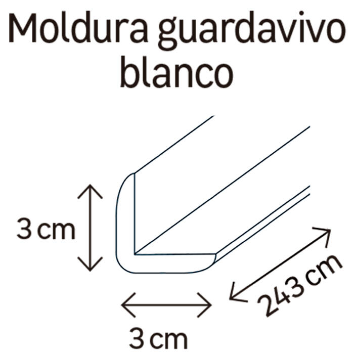 Guardavivo de MDF mel blanca adhesivo 30x30 mm x 2,43 m (ancho x grueso x largo) - 2