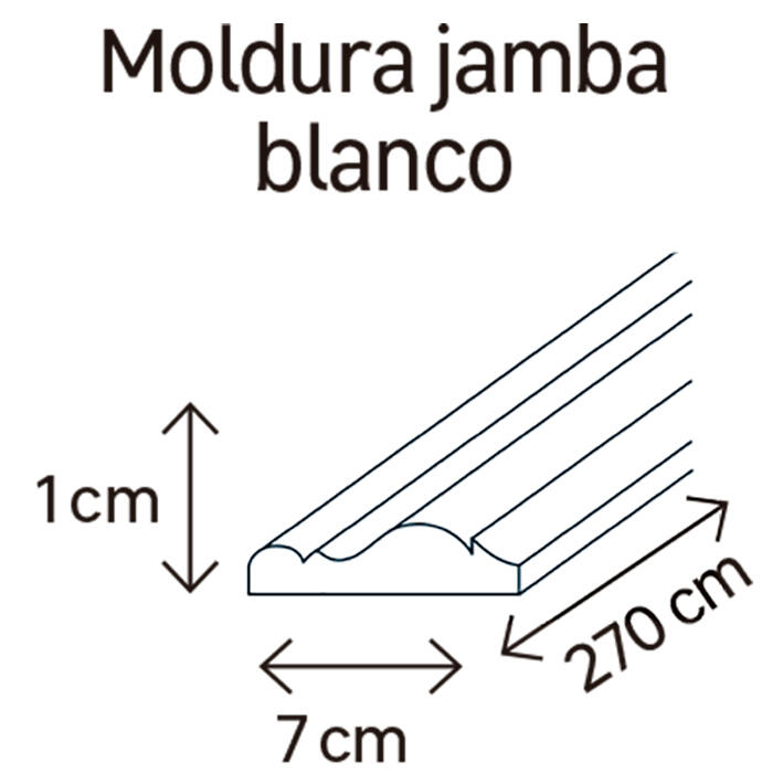 Tapeta de MDF melaminada blanca 70x10 mm x 2,70 m (ancho x grueso x largo) - 2