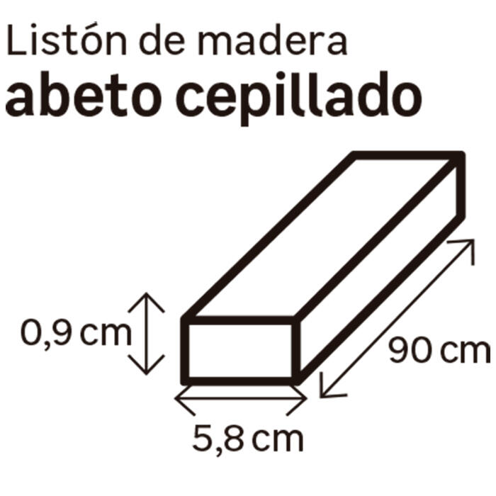 Listón de pino cepillado 9x58mm x 0.9M (ancho x espesor x largo) - 2