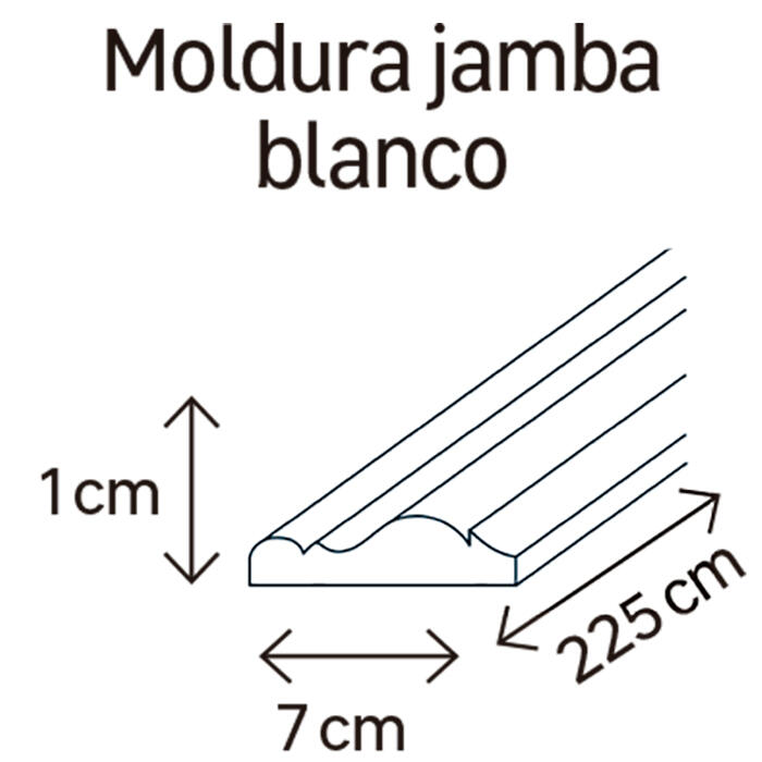 Jamba de MDF melamina blanca 70x10 mm x 2,25 m (ancho x grueso x largo) - 2