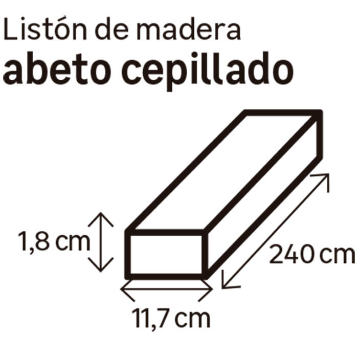 Listón de abeto cepillado 18x117mm x 2.4M (ancho x espesor x largo) - 2