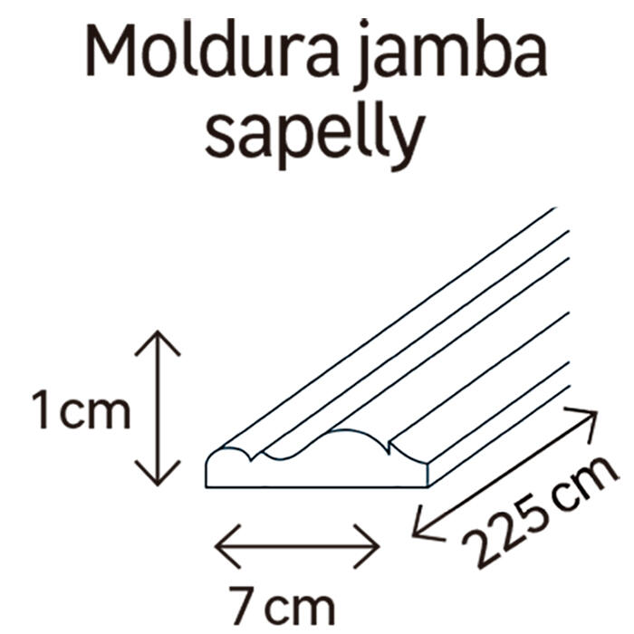 Jamba de mdf melamina sapelly 70x10 mm x 2,25 m (ancho x grueso x largo) - 2