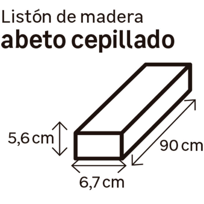 Listón de abeto cepillado 56x67mm x 0.9M (ancho x espesor x largo) - 2