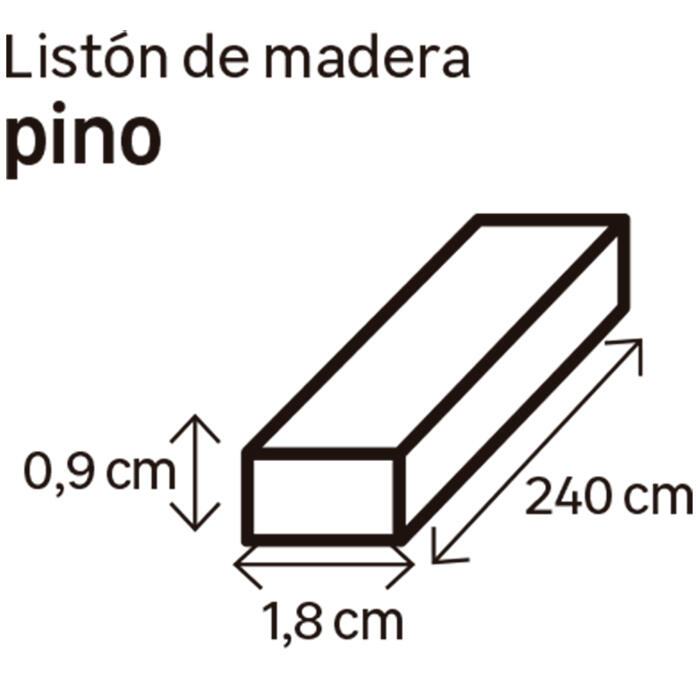 Listón de pino cepillado 9x18mm x 2.4M (ancho x espesor x largo) - 2