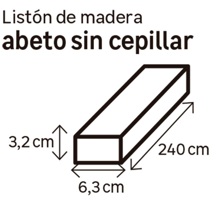 Listón de abeto sin cepillar 32x63mm x 2.4M (ancho x espesor x largo) - 5