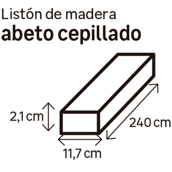 Listón de abeto cepillado 21x117mm x 2.4M (ancho x espesor x largo) - 2