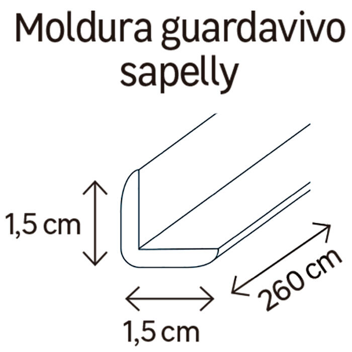 Guardavivo de pvc sapelly adhesivo 15x15 mm x 2,60 m (ancho x grueso x largo) - 2