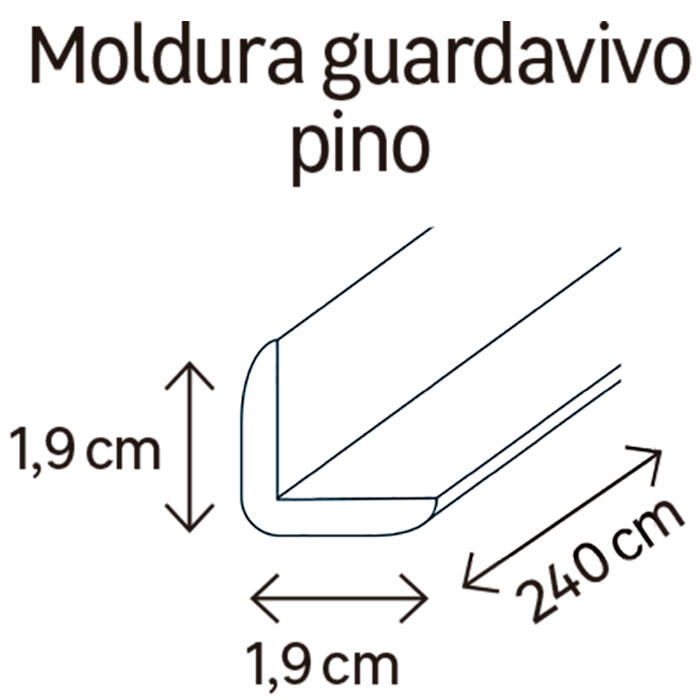 Guardavivo de Pino 19x19 mm x 2,40 m (ancho x grueso x largo) - 2