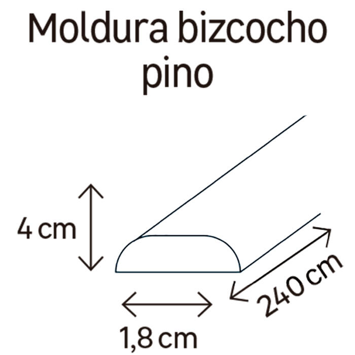 Bizcocho de pino 18x4 mm x 2,40 m (ancho x grueso x largo) - 2