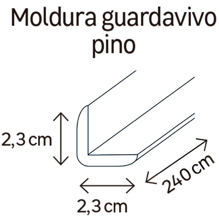 Guardavivo de Pino 23x23 mm x 2,40 m (ancho x grueso x largo) - 2